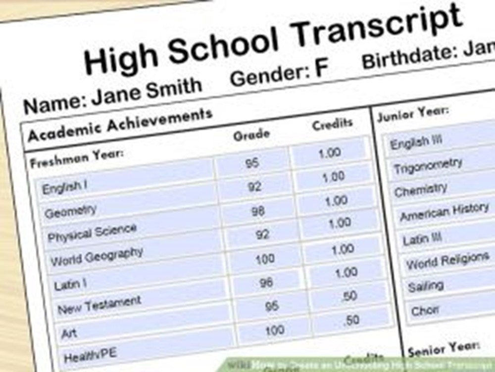 High school transcripts